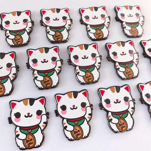 Lucky Cat Maneki Neko Enamel Pin