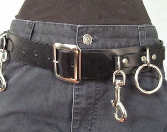 Black Leather 5 Ring Sid Vicious Belt UK Style from Ape Leather