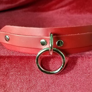 Red Leather One Ring Wristband