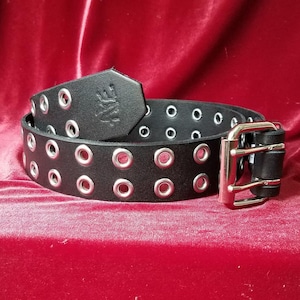 Black Leather Two Row Eyelet Belt