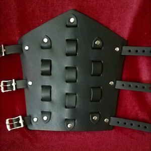 Black Leather Gauntlet Brace Woven Leather Straps  Viking, Cosplay, Metal, Anime