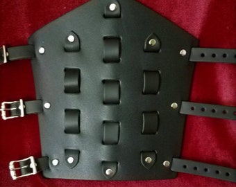 Cuir noir Gauntlet Brace Bracelets en cuir tissé Viking, Cosplay, Métal, Anime