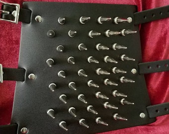 Large Black Leather Gauntlet With 40 Long Spikes