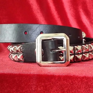 Black Leather Two Row Pyramid Belt from Ape Leather