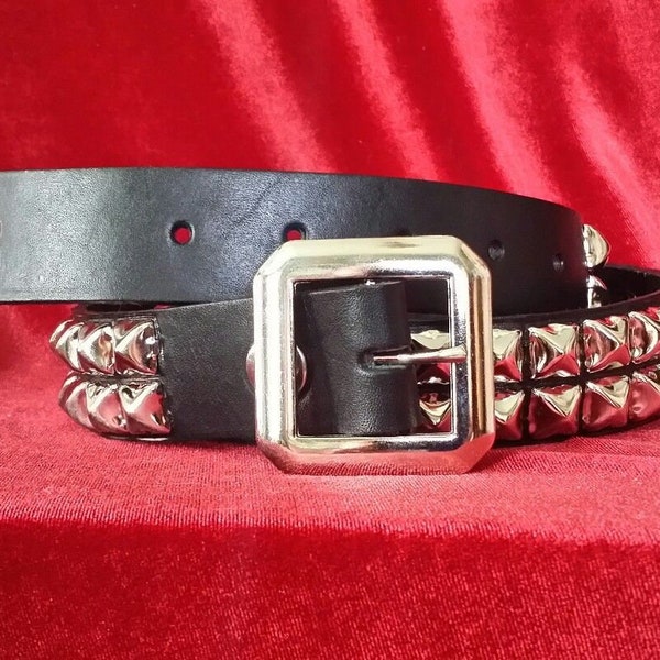 Black Leather Two Row Pyramid Belt from Ape Leather