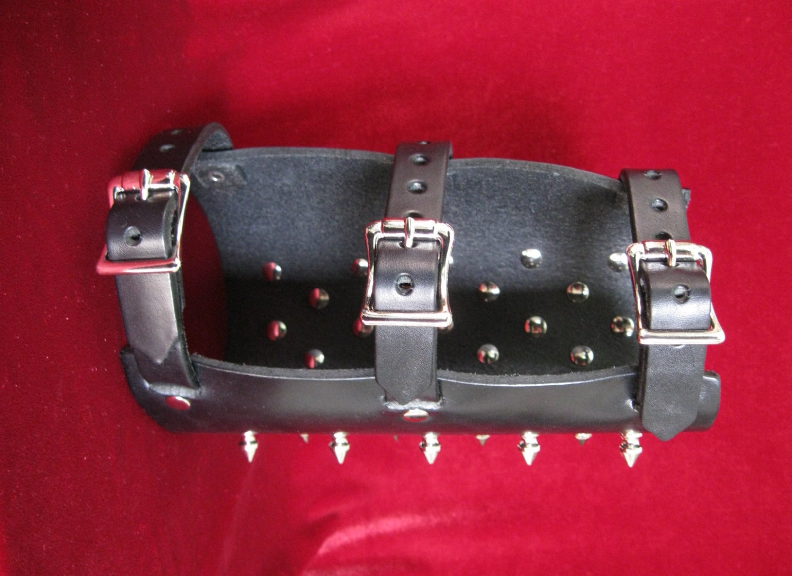 Leather Wrist Gauntlet With Nickel Plated Spikes Road Warrior Etsy