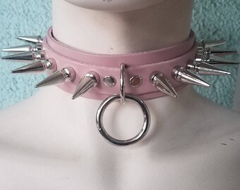 spiked pink collar