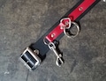 Red and Black Leather 5 Ring Bondage Belt UK Style from Ape Leather