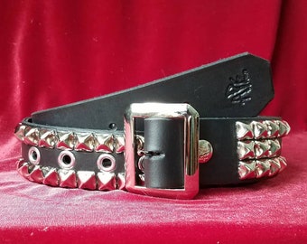 Black Leather Eyelette and Pyramid Belt from Ape Leather