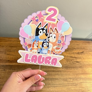 Bluey cake topper, cake topper, birthday cake topper, party decoration, kids birthday cake topper, personalized cake topper