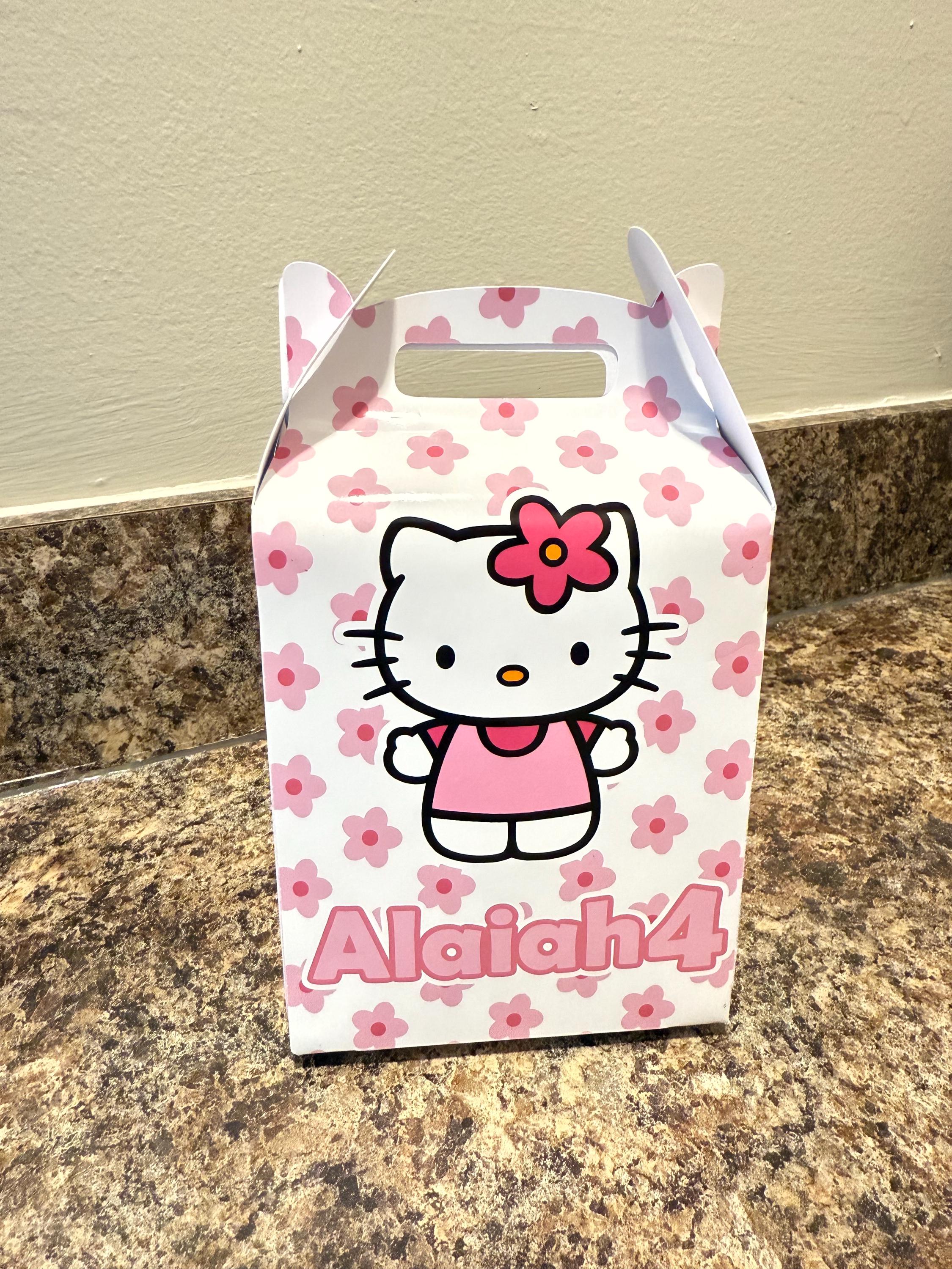 Hello kitty, favor boxes, party boxes, party deco, candy box, treat Boxes, gable box Personalized, party decor, Printed boxes