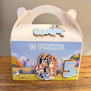 Boîtes à dragées Bluey, boîtes de fête, décoration de fête, boîte à bonbons, boîtes à friandises, boîte à pignon personnalisée, décoration de fête