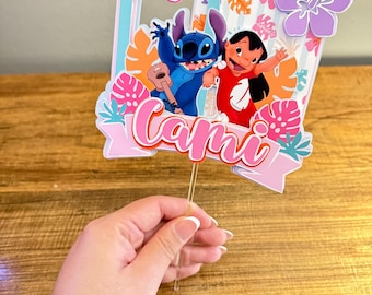 Lilo and Stitch cake topper, cake topper, birthday cake topper, party decoration, kids birthday cake topper, personalized cake topper