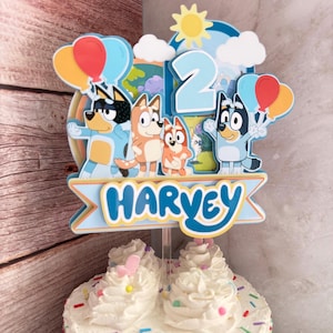 Personalized Blue Heeler Cake Topper – Custom Sister Dog Birthday Decor – 3D Layered Name Sign – Girls Puppy Party Supplies – Ships Next Day