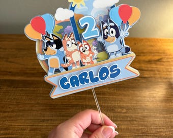 Bluey cake topper, cake topper, birthday cake topper, party decoration, kids birthday cake topper, personalized cake topper