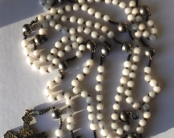 Antique French Rosary 87" Long Basilique De Lourdes Crucifix Notre Dame France