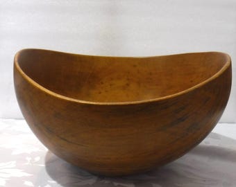 HUGE David Auld Wooden Bowl Mid Century Modern Hand Carved Wood Haiti Candle Wood