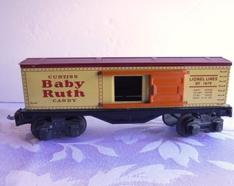 Lionel Train Car 1679 Pre-War Metal Baby Ruth Boxcar Sliding Door Vintage Train Collectible