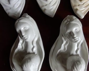 5 Vintage Madonna & Child Wall Plaques Religious Decor RARE Find