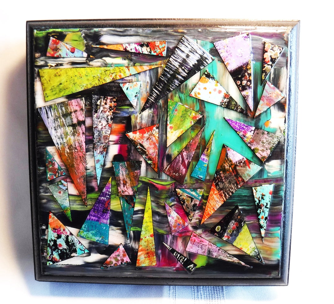 Abstract Art Triangle Geometric Painting Acrylic Wall Art Home Decor ...