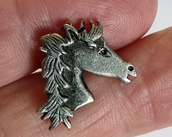 Metzke Pewter Tie Tack Horse Head Sweet Face Lapel Tie or Hat Pin
