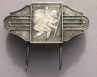 St. Christopher Sterling Car Visor Clip Religious Artifact Rare Collectible Safe Travel Journey