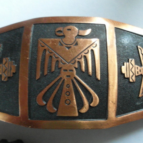 Vintage Belt Phoenix Rising Zuni Native Solid Copper Buckle