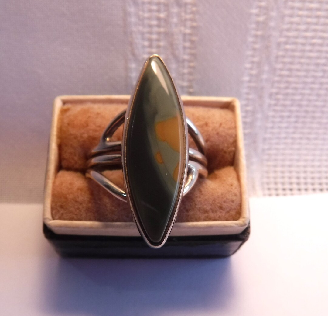 Stone and Sterling Ring Unusual Ring Size 7 - Etsy