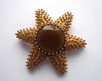 Howard Benedikt Starfish Brooch RARE Costume Jewelry Designer New York Gold Brooch Pin
