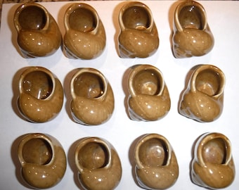 12 Porcelain Escargot Shell Pots Natural Snail Shells for Crafts Garden Home Decor or French Cuisine