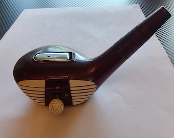 Vintage Table Top Lighter Ashtray Retro Desk Decor Collectible Golf Sports Tobacciana