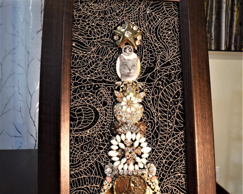 Cat Lady Jewelry Christmas Tree Rich Colors Tiny Hummingbirds