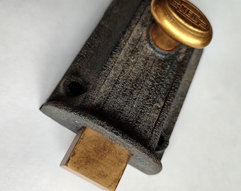 Vintage Keil Deadbolt Lock Cast Iron Brass New York Safety Bolt Hardware