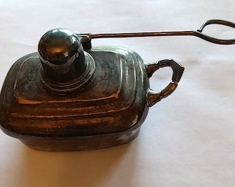Antique Silverplate Spirit Oil Lamp with Snuffer Oil or Alcohol Burner Lamp