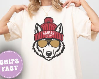 Kansas City Football T-Shirt, Wolf Mascot Shirt, Retro KC Fan Tee, Vintage Kansas City Football Shirt, Trendy Game Day Gift Apparel