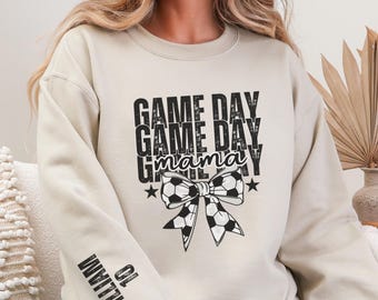 Custom Soccer Mom Shirt Game Day Sweatshirt Personalized Soccer Mom Gift Soccer Mama Apparel Soccer Season Sweater Gameday Soccer Sweatshirt