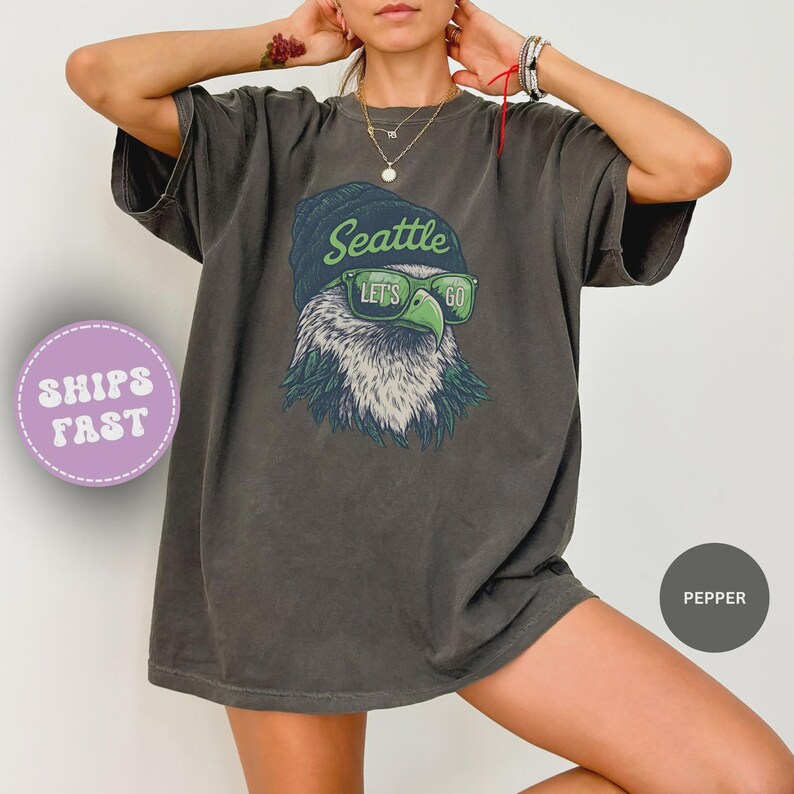 Seattle Football Vintage Eagle Sweatshirt – Retro Northwest Sports Fan Sweater, Unisex Game Day Graphic Top, Trendy Tailgate Gift image 10