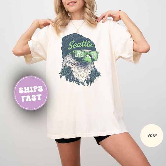 Comfort Color Seattle Football Vintage Eagle Tee – Retro Northwest Sports Fan Shirt, Unisex Game Day Graphic Top, Trendy Tailgate Gift