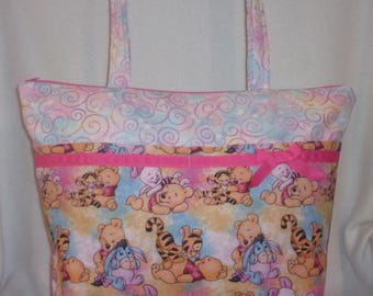 Handmade New baby Winnie the Pooh Diaper Bag Tote: Personalized diaper bag purse tote adorable xlg perfect for crafts diaper bag add name