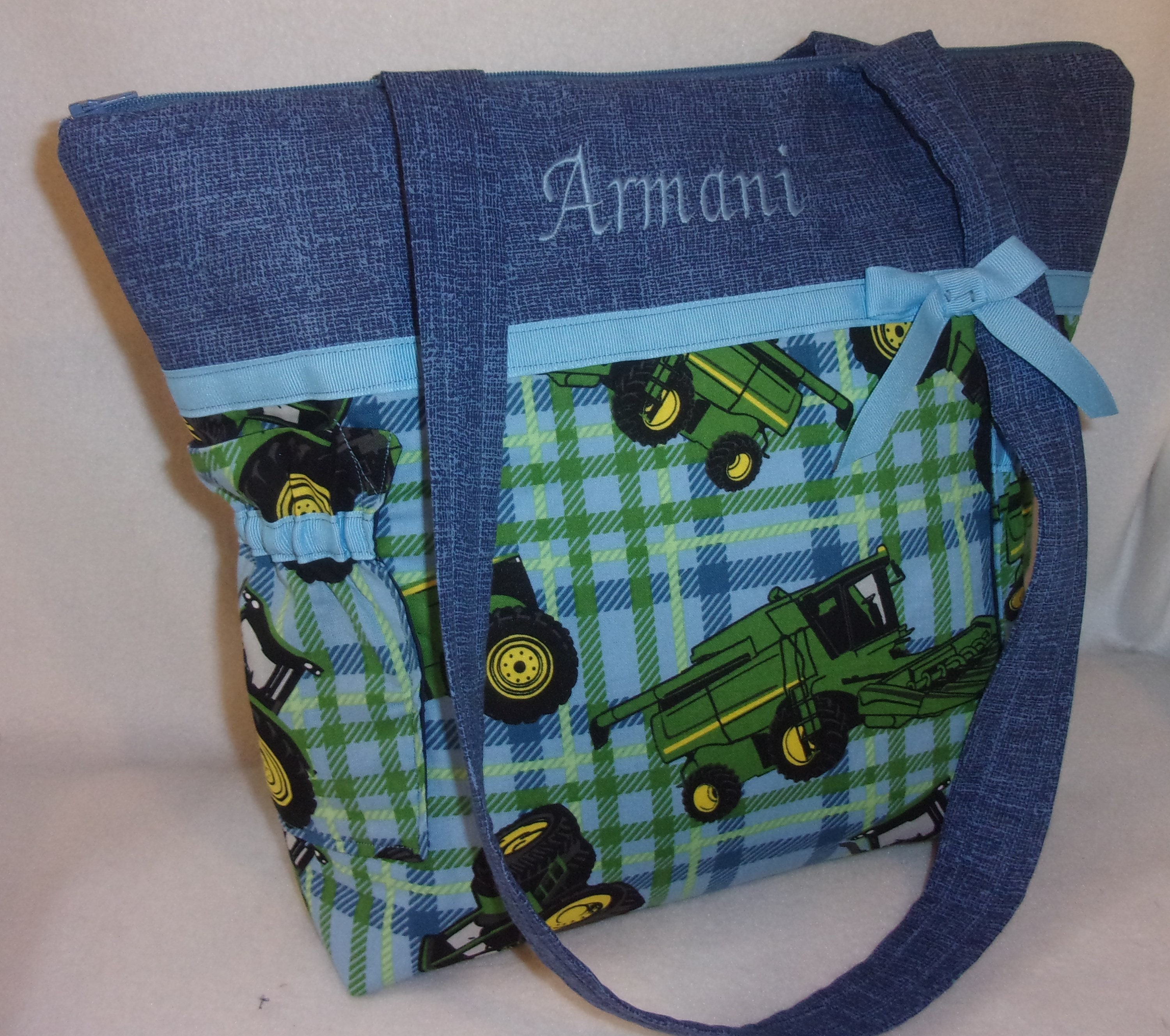 3 Choices Country John Deere Tractor Handmade Diaper Bag Green