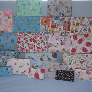 Handmade Snoopy Peanuts gang Woodstock 19 Fabric Coin Purse: Pencil Case & Makeup Bag choices add a name to make it extra special