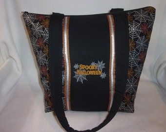 Halloween Spooky spider web black bronze gold gorgeous tote bag I can add a name to personalize it fall winter great colors for all ages