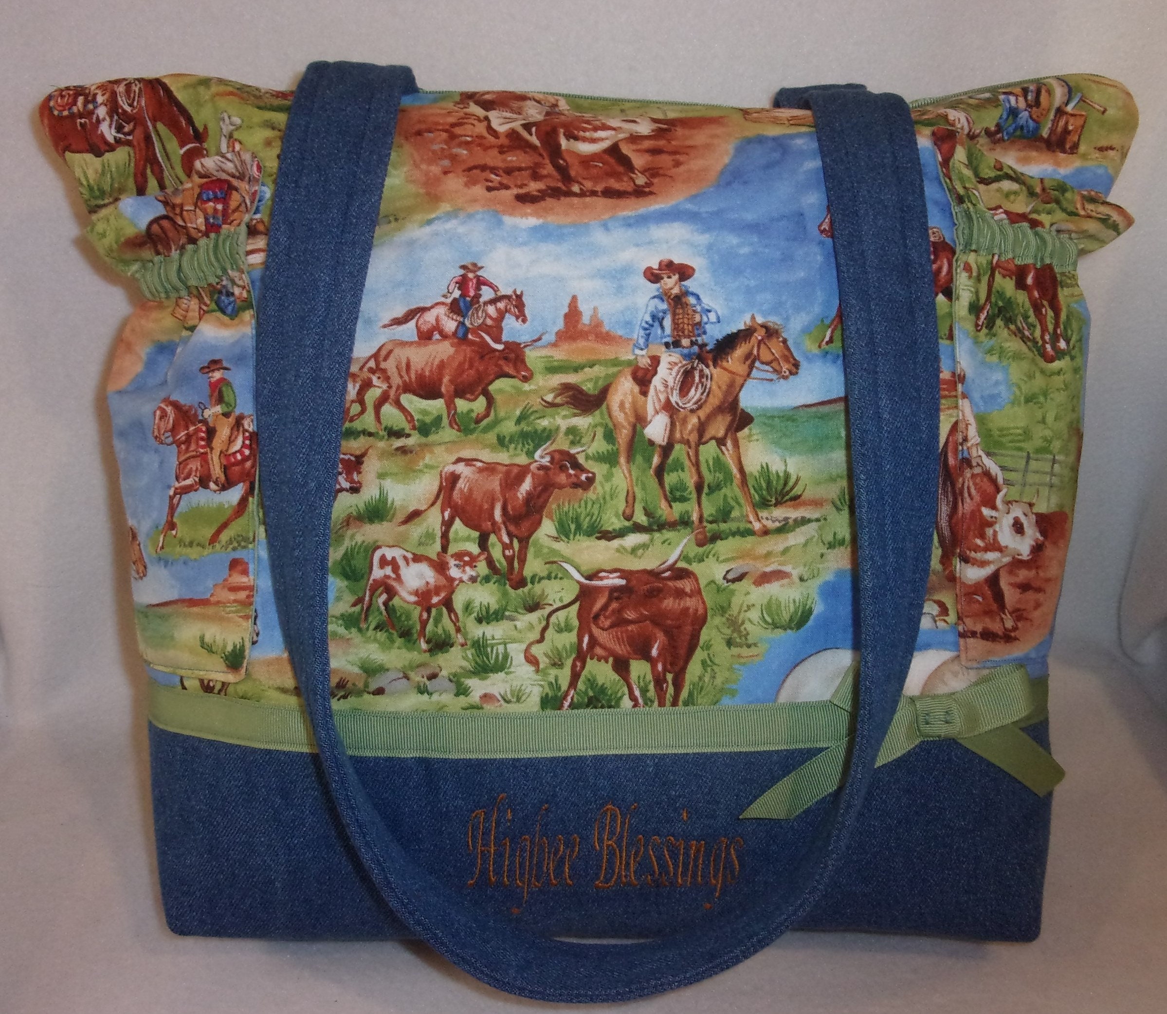 Western denim Cowboy roping diaper bag in 3 sizes purse baby Etsy