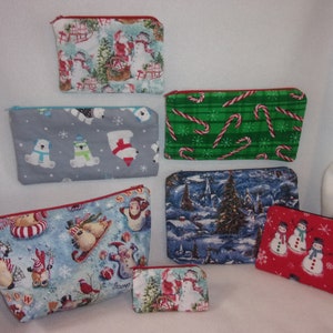 Accesorios navideños, 6 telas, Papá Noel, muñecos de nieve, bastones de caramelo, ángeles, minimonedero + monedero, estuche para lápices, pequeño neceser, regalo perfecto, nombre