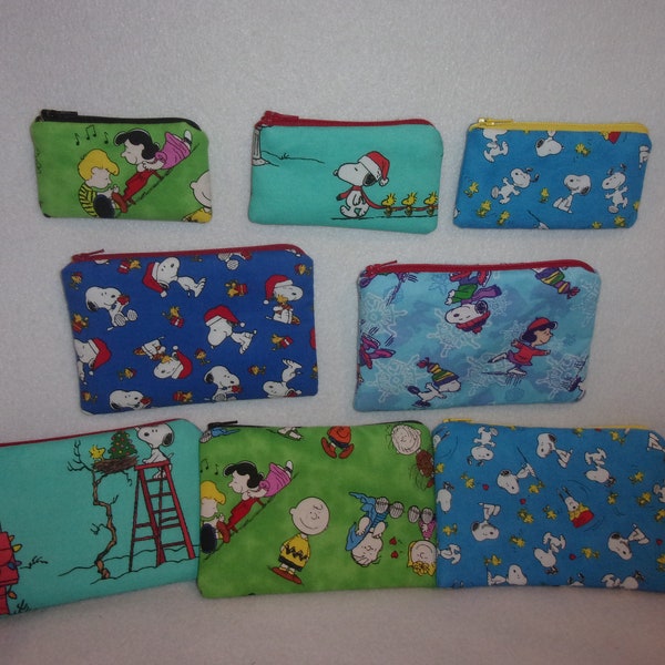 Retired prints almost gone Snoopy Charlie Brown Handmade 5 fabrics accessories extra Mini coin regular coin I can add name not many left