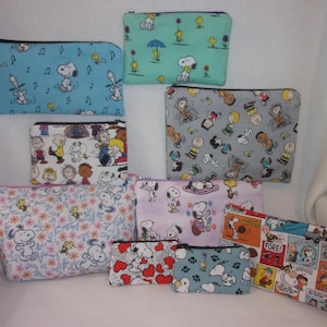Snoopy Charlie Brown Peanuts Handmade accessories 9 fabric choices coin purse~pencil case~small make up bag~medium make up bag Fun gifts