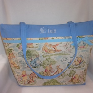 Disney Winnie the Pooh Handmade with pink~blue~forest green 3 choices Diaper bag tote purse Teacher bag personalize baby shower gift