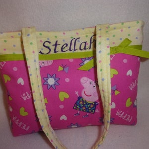 Sac à main Peppa le cochon fait main à pois roses pour filles