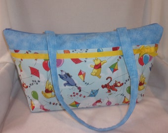 Disney Handmade Winnie the pooh Eeyore Tigger Piglet kites balloons XXLG 11 pockets diaper twins bag Weekender baby shower birthday