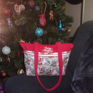 Feliz Navidad Muñecos de nieve Muñeco de nieve Papá Noel Lunares Rojo Azul 10 bolsillos Bolso de mano Bolso de mano Para todas las edades Personalizar Regalo Para todas las edades Agregar un nombre